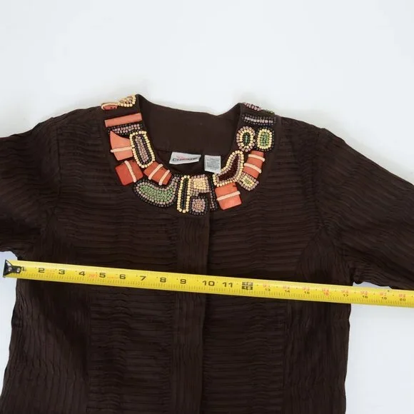 Chico Burundi Beat Bernita Tribal Beading Embroidery Jacket Size 0 (XS) Office - Picture 10 of 12